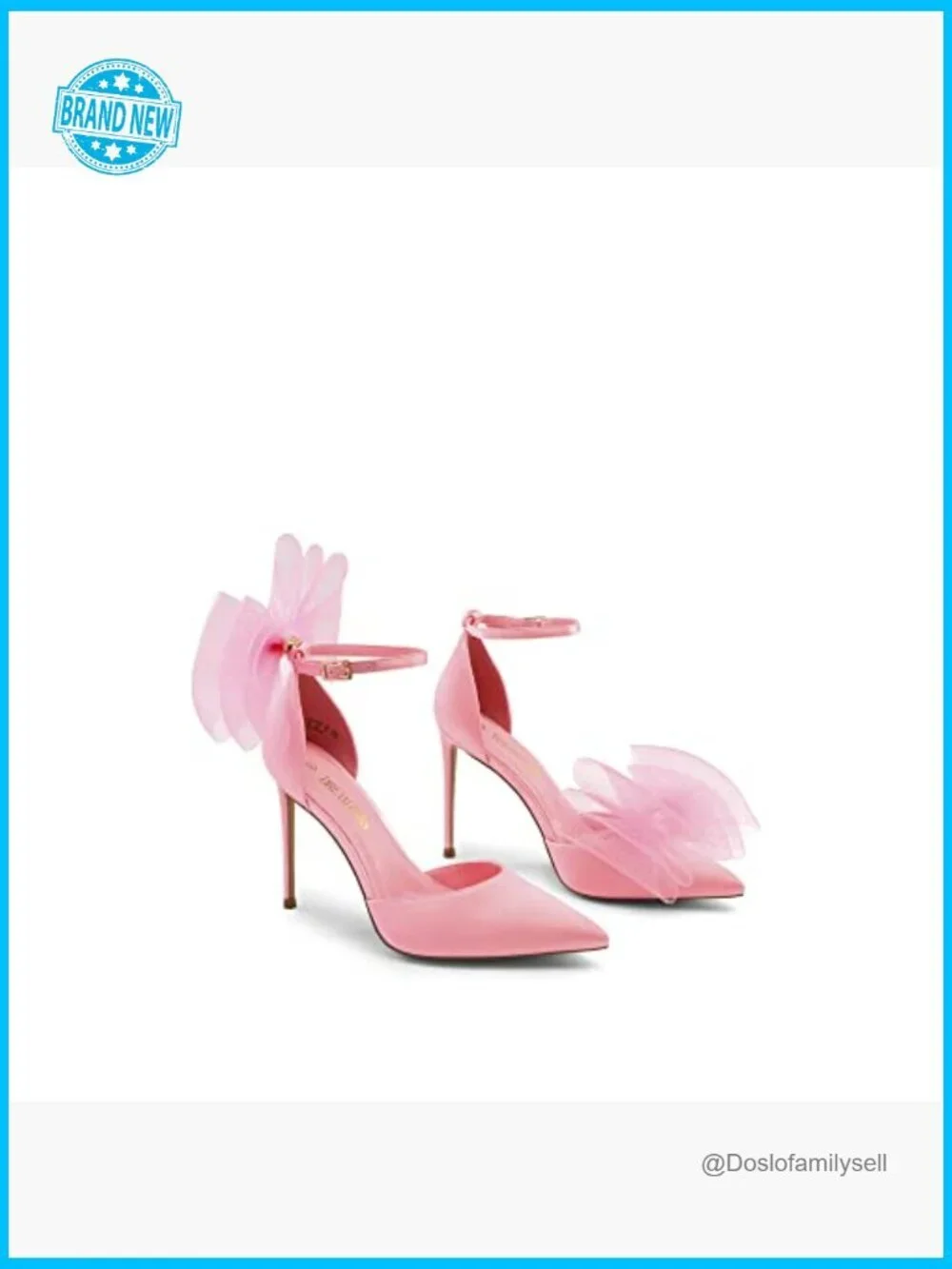 Strappy Stiletto Pumps Detachable Bow Satin Mesh Pointed Toe D'Orsay Dress
